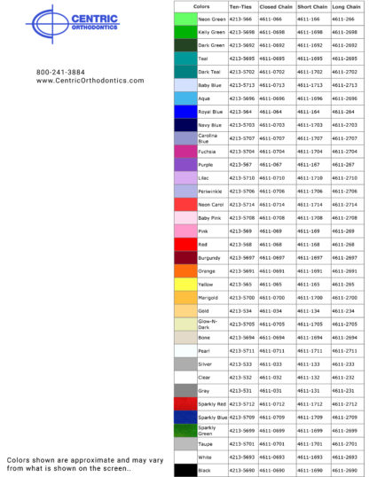 Elastomerics Color Chart